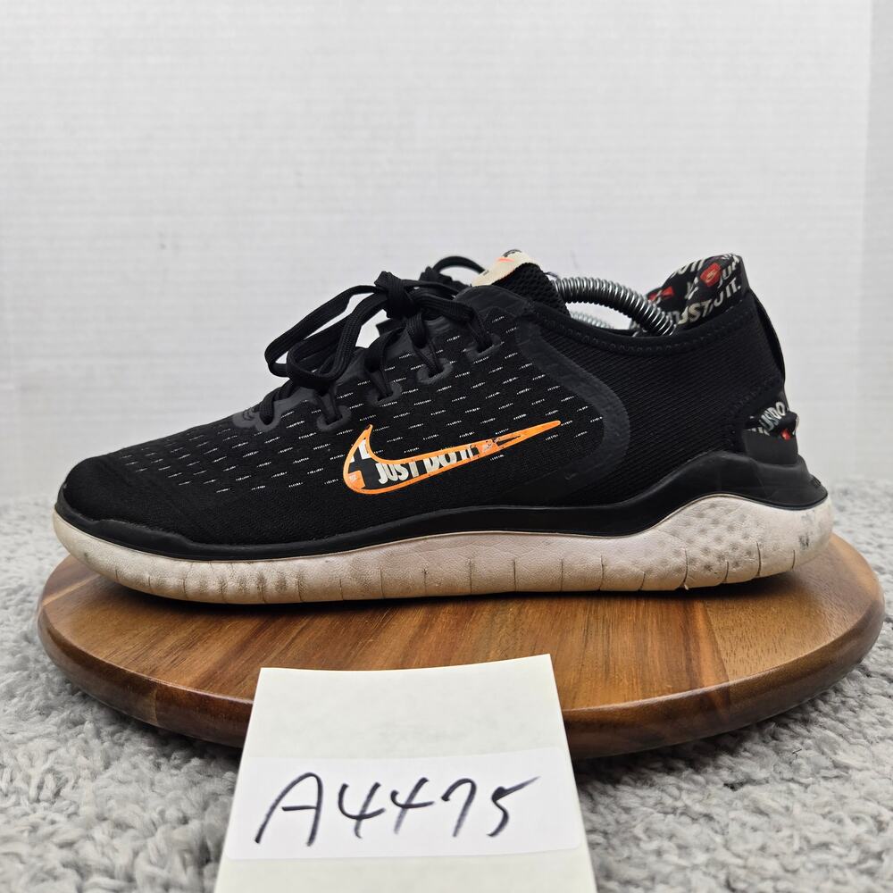 Nike Mens 10.5 Free Rn 2018 Just Do It Black Orange Daily Sneaker AT4246-001